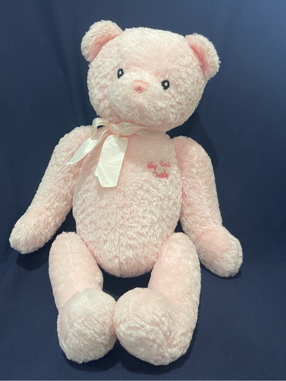 Baby Gund My First Teddy Bear model 5834 Plush Pink Textured 14" Satin Bow HTF